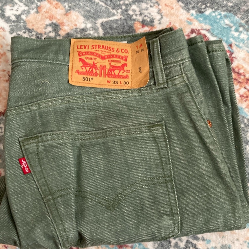 Levi Strauss Original 501 Denim Olive Green